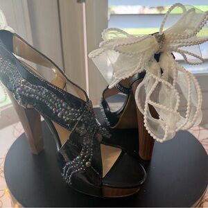 Customized Embellished Peep-Toe Statement Platform Peep Toe Heel, OOAK, 9